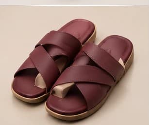 An upcoming NIKOZ silhouette in burgundy, crossover strap